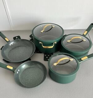 Thyme & Table Kitchen Set Green/Gold W/counter Decor Stick Mats Near Mint Non St